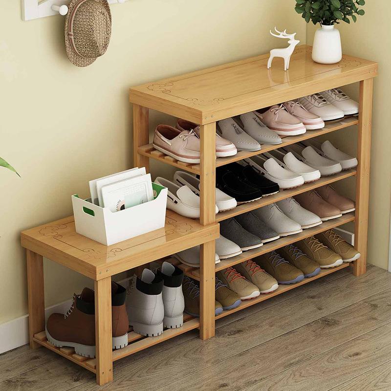 换鞋凳家用门口入户简易鞋架卧室出租房实用多层经济型实木置物架