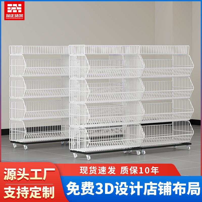 超市斜口篮货架商店小卖部便利店促销架零食百货置物架展示架