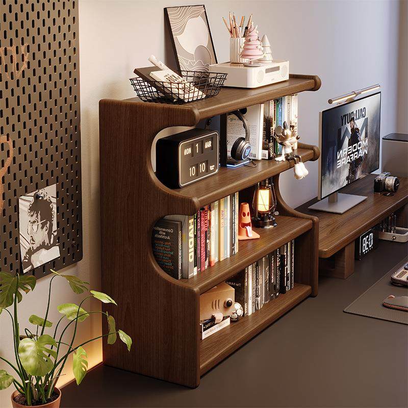 实木桌面置物架学生电脑桌上收纳架家用书桌多层整理架办公展示柜