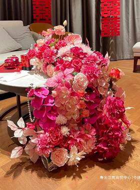 结婚礼花布客厅桌花婚新房婚房床头花婚CJR装庆假花饰卧置室绢花