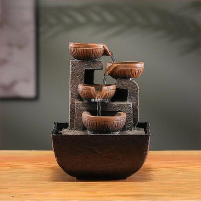 自式动流水摆件循办环中茶几公室水桌面BDG小摆件客厅家用