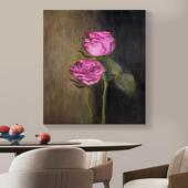 卉顺丰油画玫饰瑰花古风客厅装 TCW画玄关花朵肌理纯手绘复中古挂