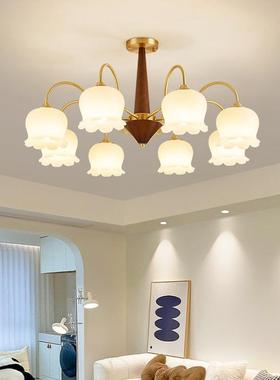 全铜法奶油风古风吊33464灯客中厅灯铃兰卧室餐厅式网红灯创意原