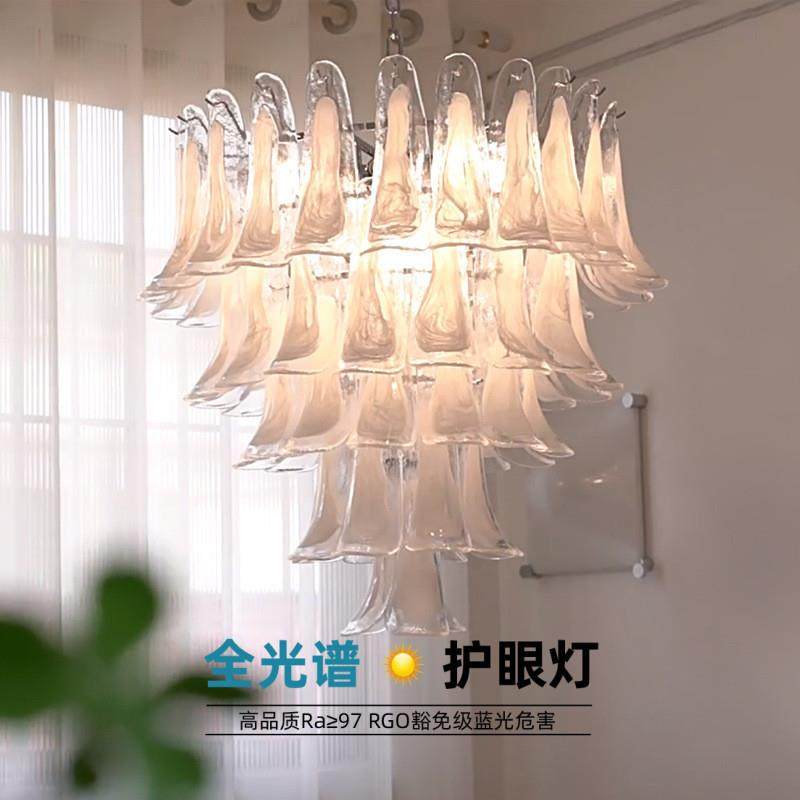 法式全光护眼中古云水雾玻璃吊54982美式复古谱客厅餐灯厅马蹄晶,家装灯饰光源,智能吊灯,淘宝优惠券,粉丝福利购,淘宝优惠卷