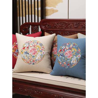 中式抱枕靠新垫中国风椅沙发靠枕子客飘窗床Fhmmgwgg头靠厅背垫腰