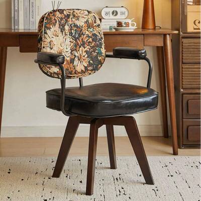 久坐不累电脑43474椅员工舒适转办公卧室书椅房复椅古实木靠旋背