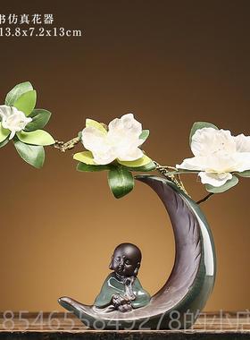 正品创意花瓶瓷庭学习桌古代工架子装饰艺禅宗新中国风格盆家景陶