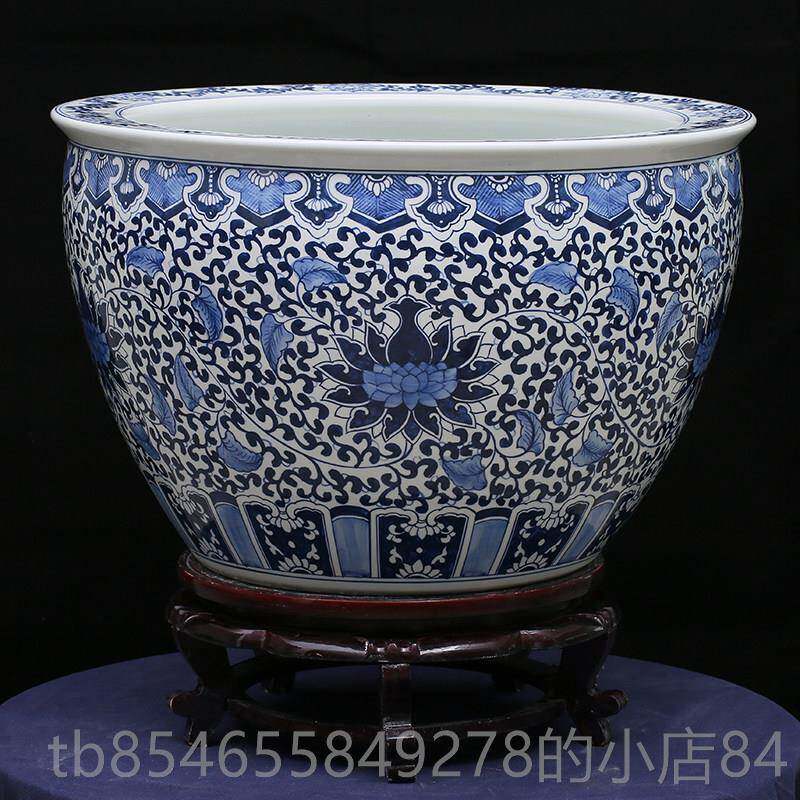 正品景德镇陶瓷缸手绘青龙纹古法鱼特大号睡莲办荷花公厅室外花风