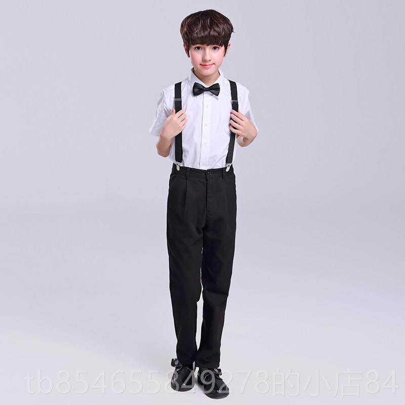 正品一男童礼服套装英伦儿童短袖婴抱袋裤小学生主持风人合唱表演