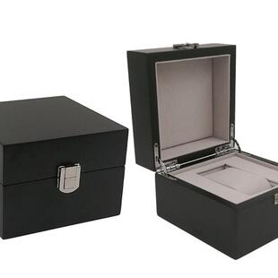 正品木制士手表包收装礼盒珠名宝牌黑漆盒高端藏男木盒礼盒天鹅绒