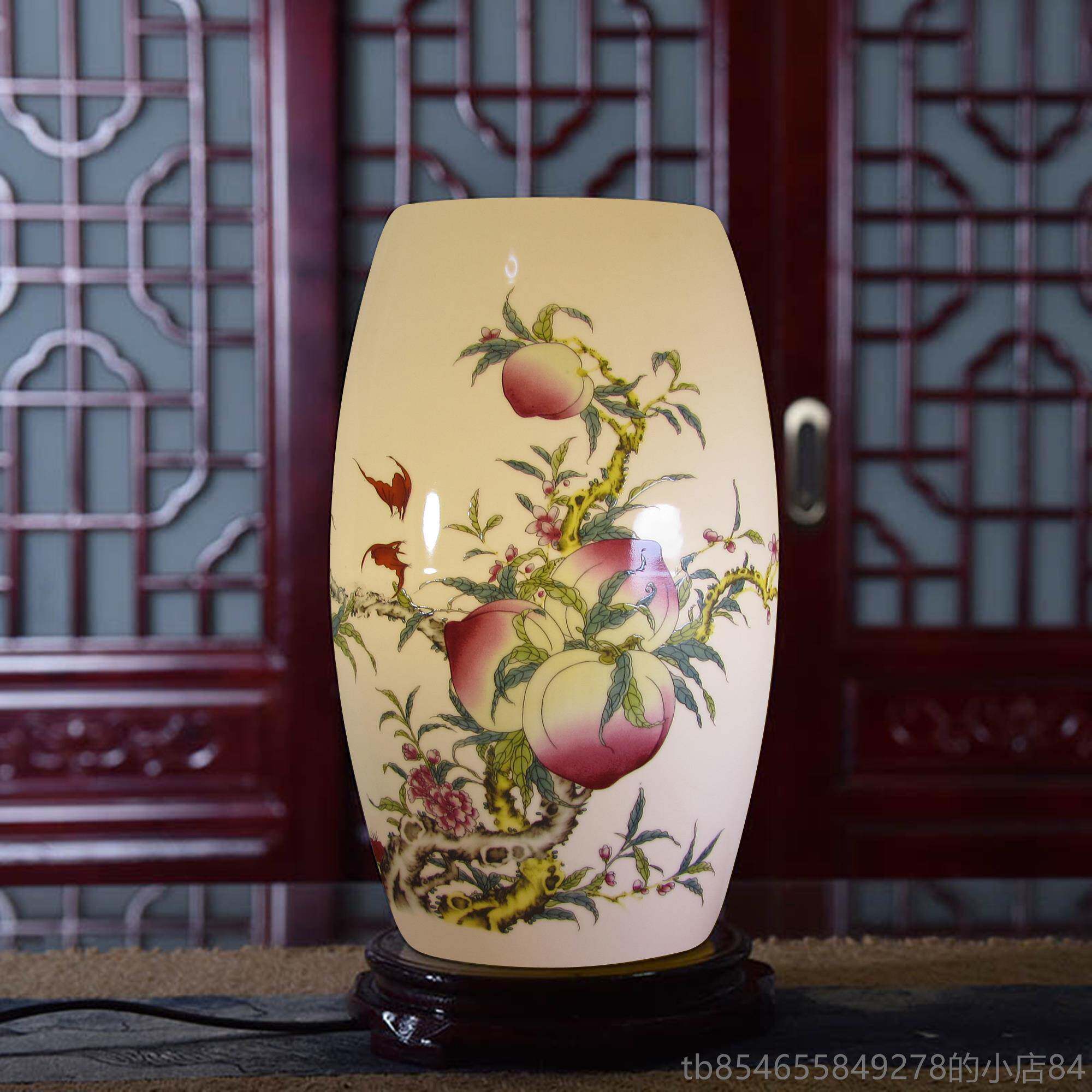 正品现代式陶灯具景德中镇薄胎陶瓷台灯复古典床头青灯花瓷粉彩瓷