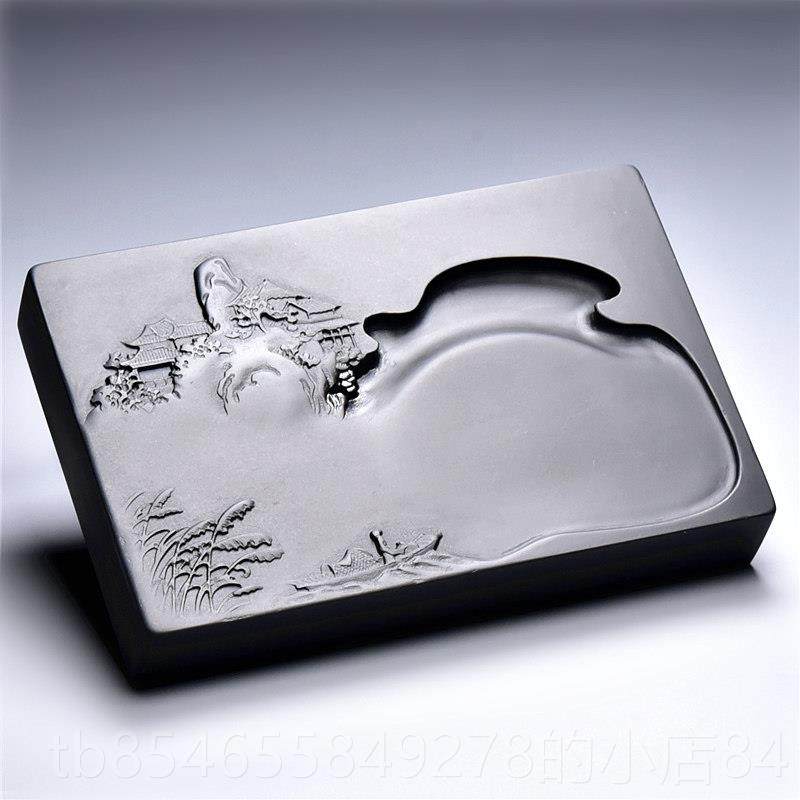 正品羲砚堂安徽名砚《寒江独》高档黑龙尾天然原石歙砚端钓砚砚台