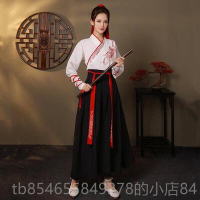 高档初中生古装吟侠客演女骁的舞出汉服武侠中国风班服成人雪龙服