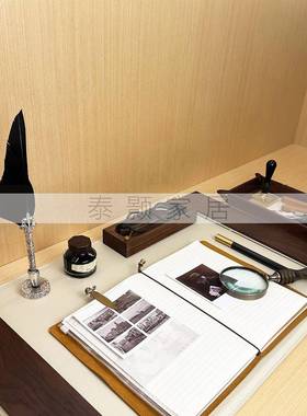 现代简约样板间书房书桌文具笔记本墨水印章装饰品摆件组合