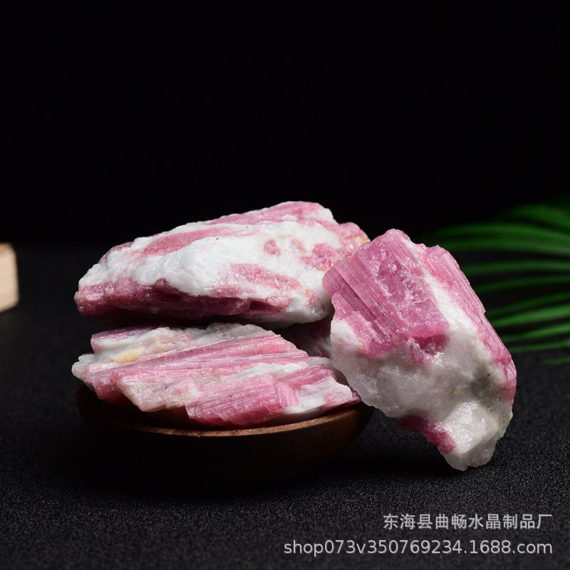 天然巴西粉碧玺梅花碧玺原石鱼缸造景市政美化微景观直播供货