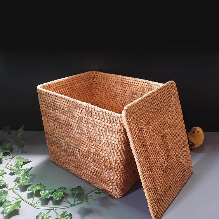 越南藤编收纳箱手工编织杂物拉手收纳筐带盖储物整理箱,收纳整理,脏衣篮,淘宝优惠券,粉丝福利购,淘宝优惠卷