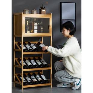 红酒架子置物架家用小酒柜酒格子吧台展示架放酒装饰简易实木靠墙