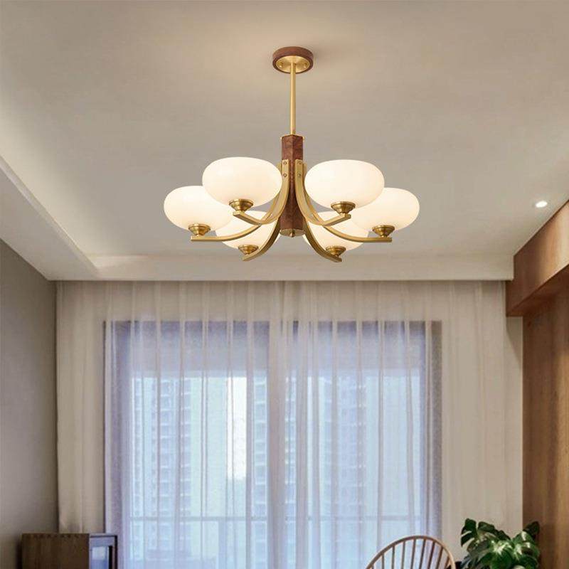 新中式客厅吊灯简约现代全铜复古胡桃木卧室书房餐厅灯别墅大灯具,家装灯饰光源,智能吊灯,淘宝优惠券,粉丝福利购,淘宝优惠卷