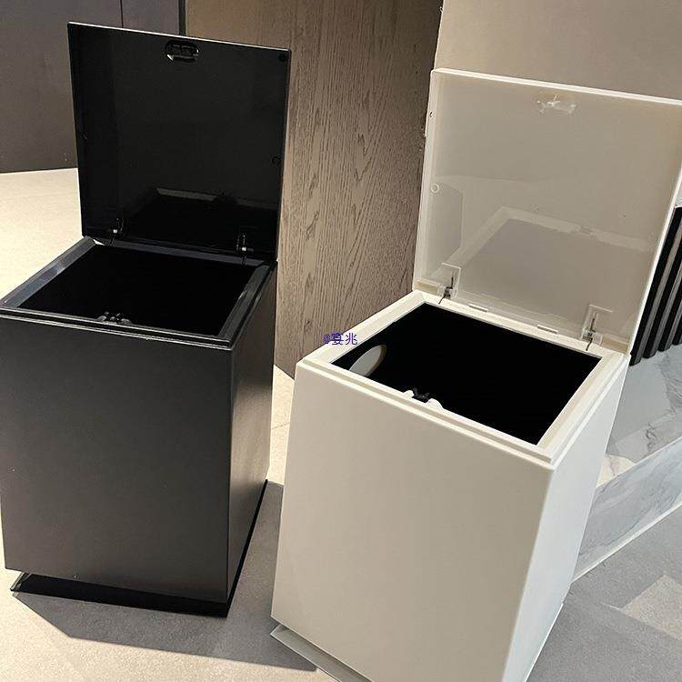 日式方形垃圾桶卫生间厕所高颜值按压式家用客厅黑白带盖