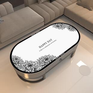 半圆长椭圆形茶几垫防水防烫客厅网红弧形茶几桌垫圆形桌布垫轻奢