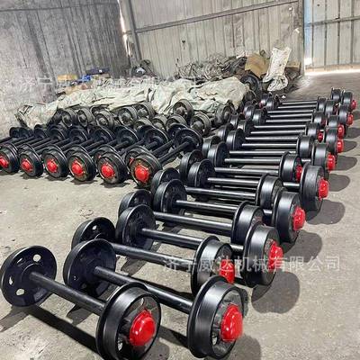 矿用窑车轮铁路轨道防尘实心轨道轮平板车轮对300mm铸钢矿车轮对