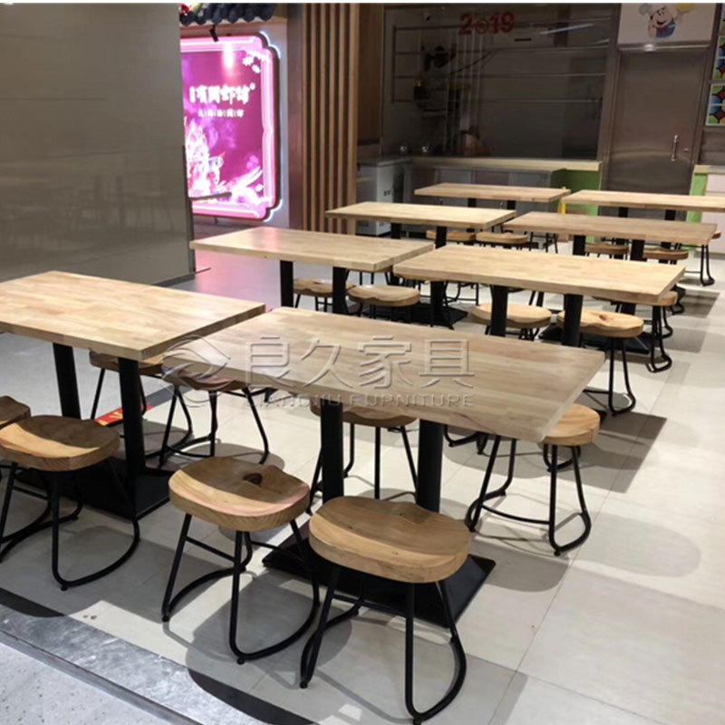 东莞深圳湘菜馆川菜馆实木餐桌椅屁股印铁艺椅子高吧台凳组合厂家