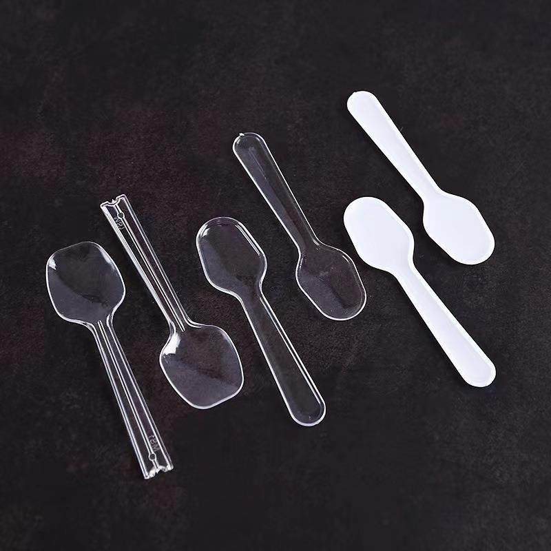 一次性透明试吃勺独立包装塑料小勺子7.5cm蛋糕甜品勺8cm果冻小勺