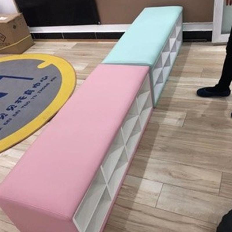 早教游乐场休息区可坐储物鞋柜软包长条沙发凳放鞋凳座椅