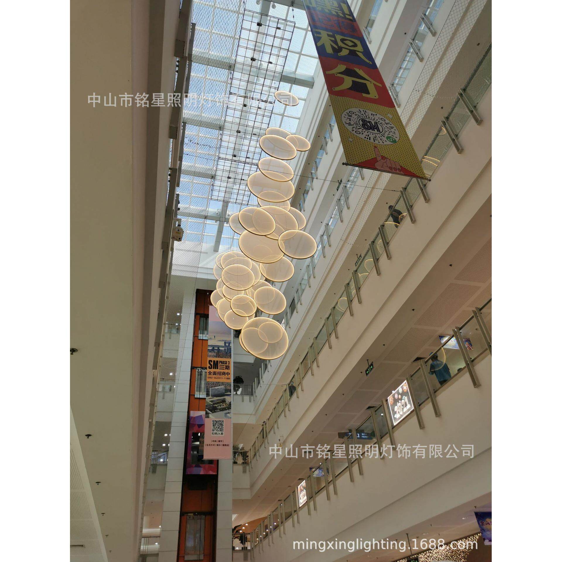商场天井美陈亮化蒲公英吊灯不锈钢金色火球专业厂设计师吊饰LED