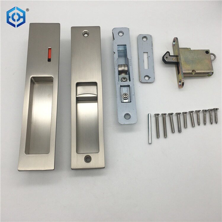 锌合金移门锁平移门门锁方形暗拉浴室门指示锁指示移门锁BK