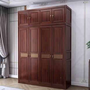 新中门式 开质家用卧室衣橱现代约储木物柜 乌金木实木衣柜四对608