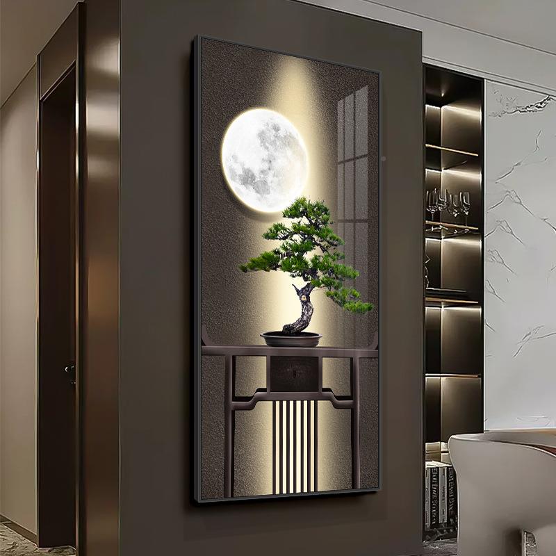 新386中式奢玄关饰挂画迎过客松轻走廊道壁画现代简约入户进门墙