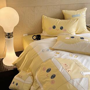 卡通.可爱绒100s长棉绣四件套全棉纯棉儿童花被套床单DSQ5 Xx床上