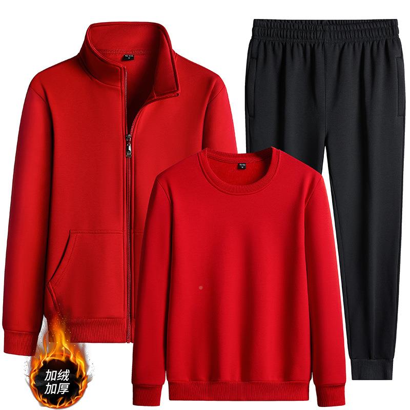 2加582025新款男士运动服纯棉绒加厚休闲三装套中青年运动件套跑