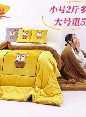 LX特厚抱枕被子两用冬被5斤2米长加厚绒公休1室车载午ZDP靠垫枕办