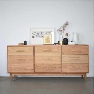 木北美桃木全实木边柜储物柜黑九斗柜卧室收纳柜胡橡木原置ASQ物