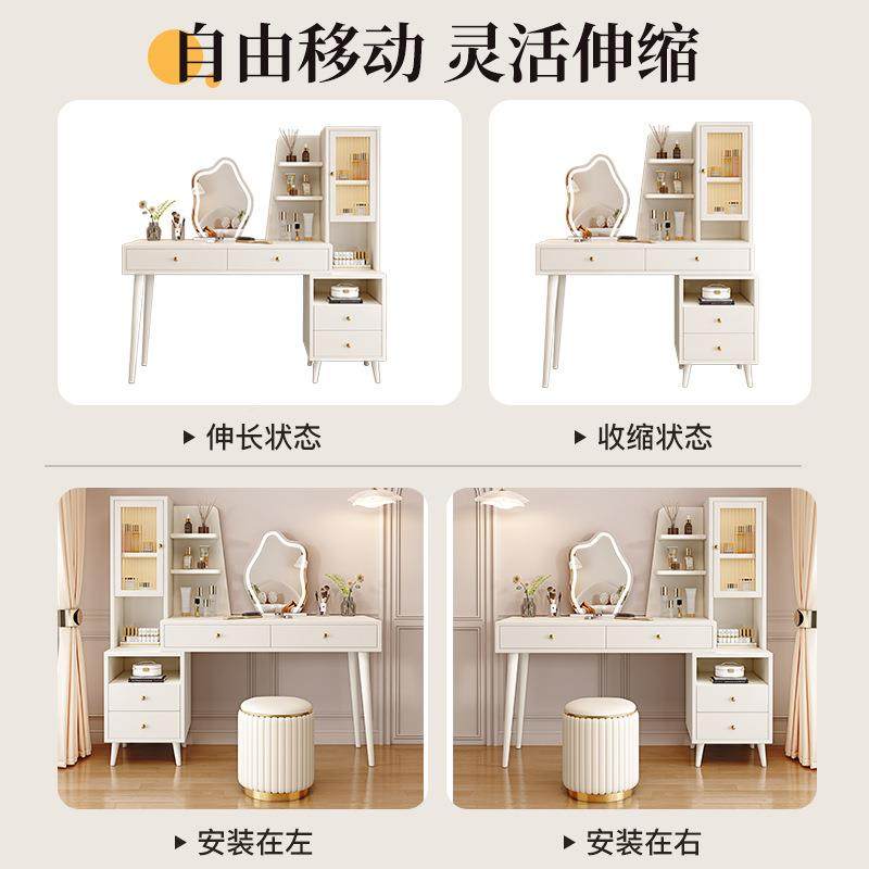 实木体梳台卧室代简约小户型书桌化妆台妆现108一新款网红轻奢化