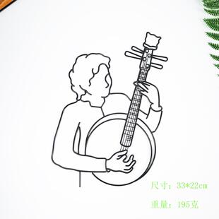 简约金属铁艺吉他桌面摆饰件橱窗样柜板工艺品挂件人墙品06835261