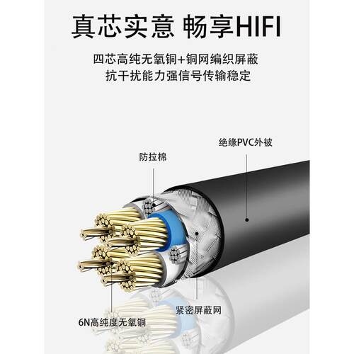 发烧双莲花头音频546线机对二二RCA信线音箱功放CD机胆号音响连接