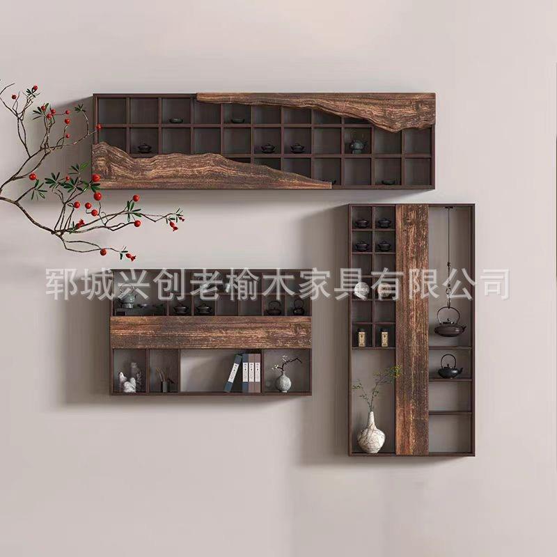 实架木博砂古架多宝阁壁挂式古无品牌/董置物老榆木紫壶瓷器展示