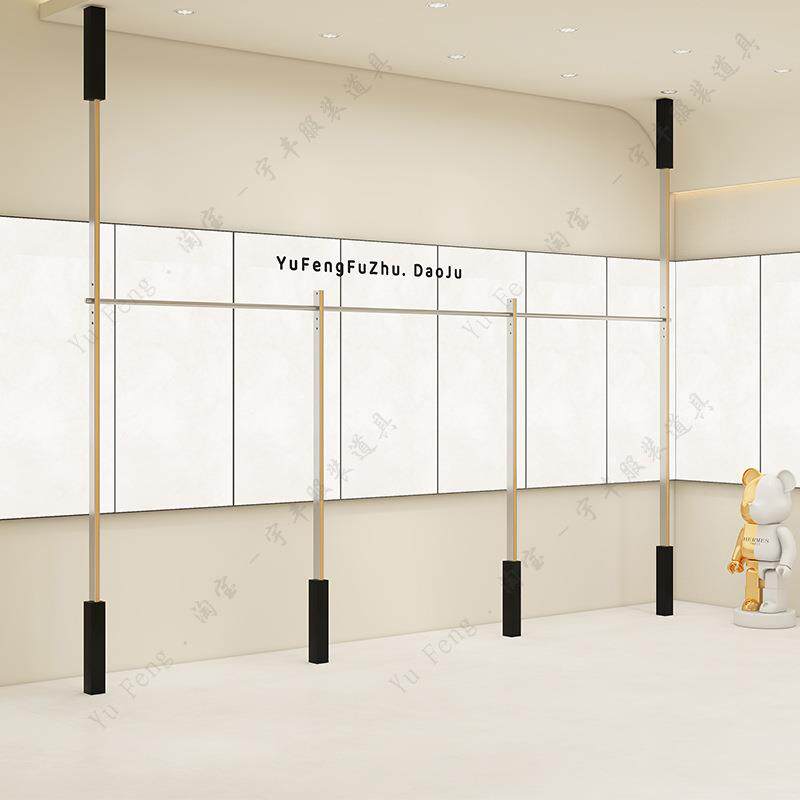 服店杆展架黑色上墙架顶天立示地壁挂式侧挂衣服挂衣架装中岛NOG