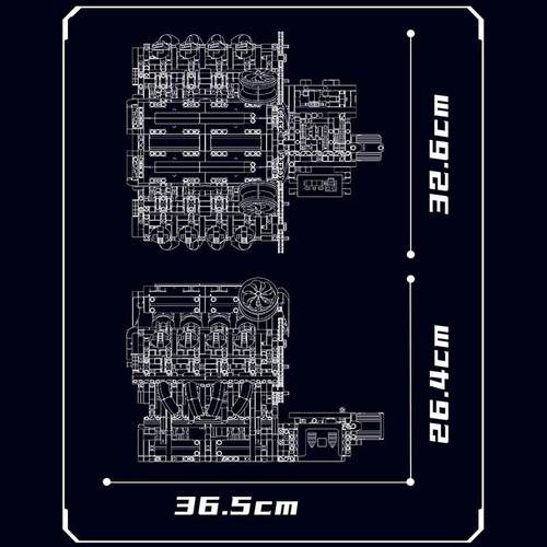 宇1星1300拼130F488超跑V发动机模型儿童装积8木玩具