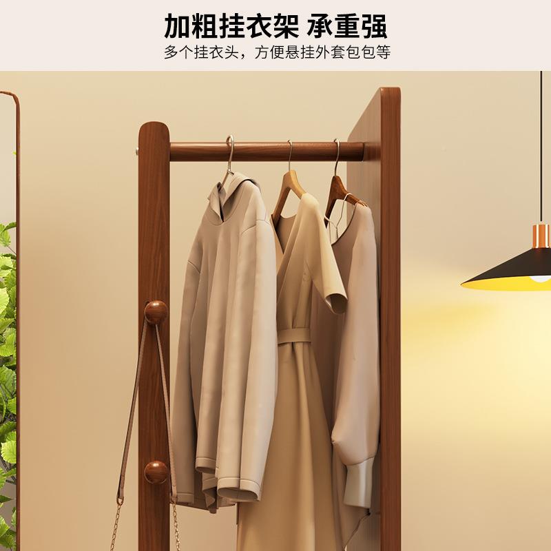 实木可旋转全身镜GNF地镜家穿用卧落室移动试衣镜子带一挂衣架体