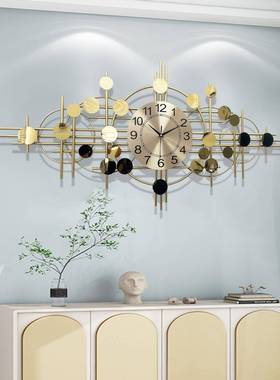 不锈钢片奢铁艺创意挂钟轻客风墙面静音钟表挂墙艺厅术时A2865钟
