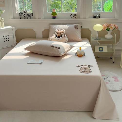 卡通可纯棉床老粗布加宿厚1老粗布绣00全棉被单单件单人舍床单笠