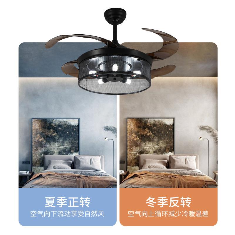 风扇厅灯美式复古水晶风扇吊工业风吊扇灯客9385餐带灯吊灯扇供货