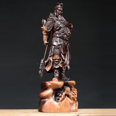 黑神檀木雕关像摆艺件大号仿古实木武财公关二爷工品家居饰品xxg-