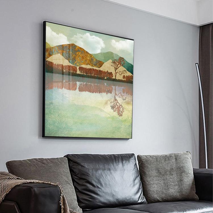 彩绘玄关现装饰画436代简约抽象餐出厅走挂画日廊正方形客厅沙发
