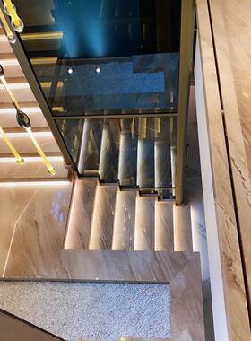 帝然诺米黄色石大材室内楼梯53628地新意利木纹天大理砖石窗台板