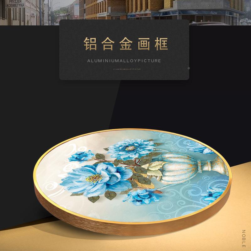 轻圆形装画入543户奢玄挂画金关属框壁炉挂画餐厅壁画简欧饰油画